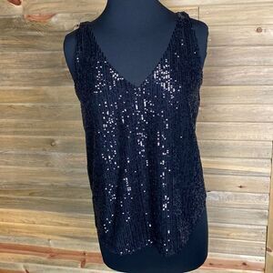 Ann Taylor Loft Black Sequin Tank Size Small 1334